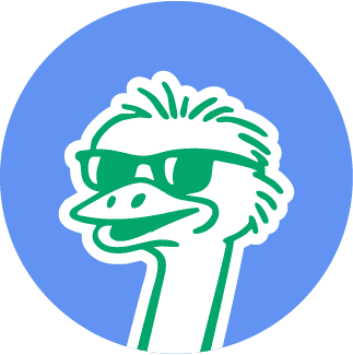 Confident ostrich in sunglasses